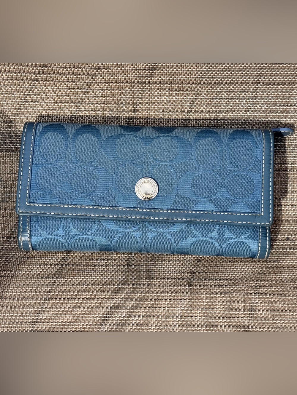 Coach vtg Signature Jacquard Slim Envelope Trifold Wallet